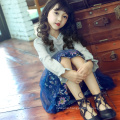 HOT Winter Onling Shopping Fashion Fancy Flower Kids Performance Dress blue one piece long sleeve Autumn princess dresses